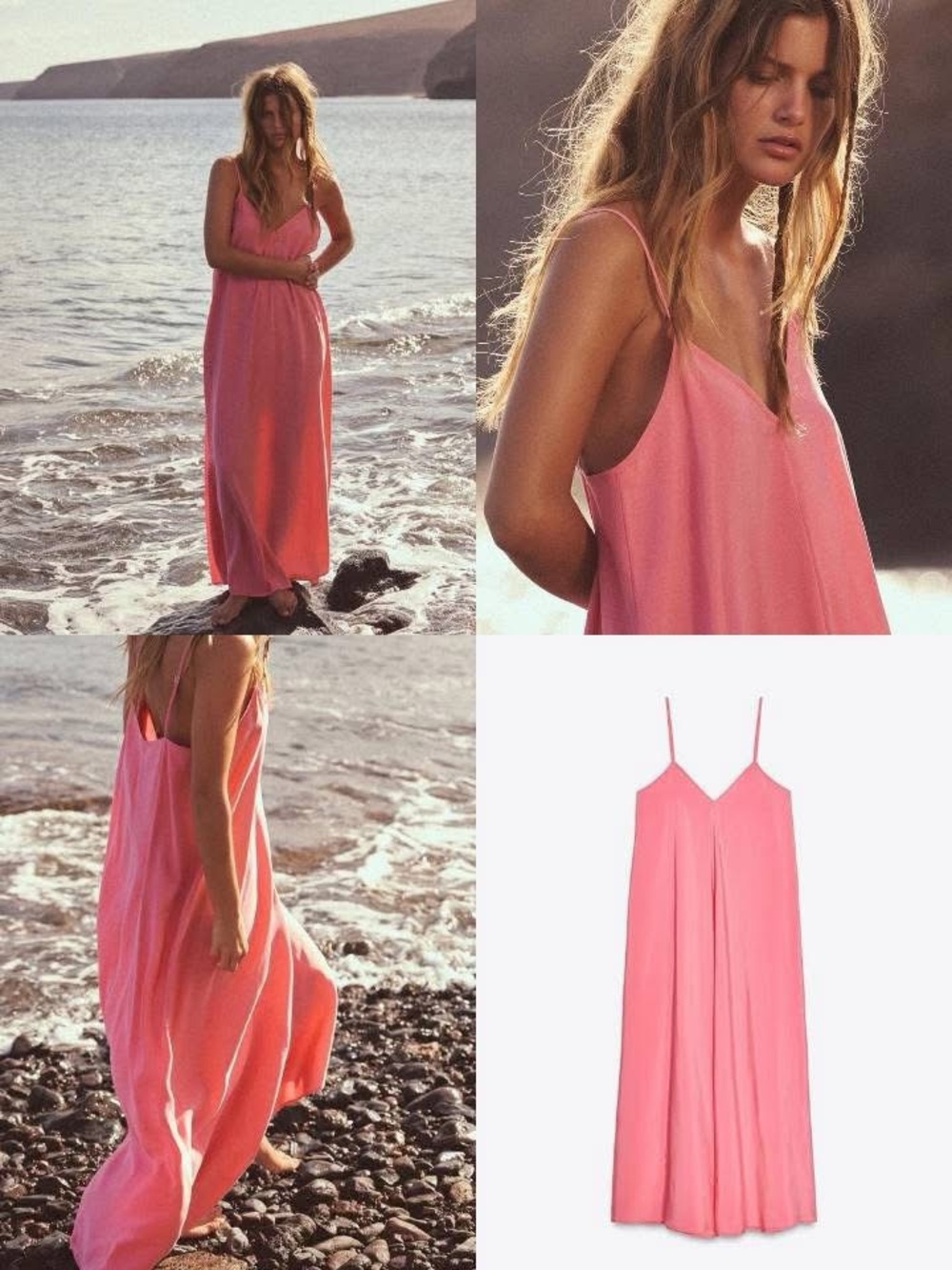 Zara Flowy Midi Dress Pink NWT